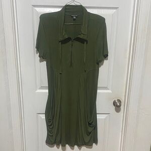 Elegant Olive Green Midi Dress